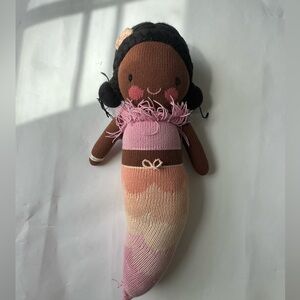Handmade Knit Mermaid Doll - Pink, Peach & Brown